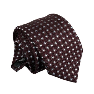 Ermenegildo Zegna Silk Jacquard Burgundy Blue Geometric Made in Italy 3.25" Tie - Picture 1 of 7