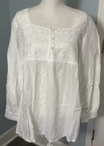 Caribbean Joe Island Supply Co Blanco Encaje Floral 1/4 Botón, XL - Imagen 1 de 6