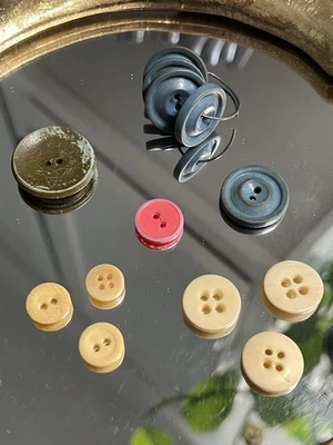 Antique Celluloid , Bakelite Buttons,Pink, Blue, Ivory - Image 1 of 4