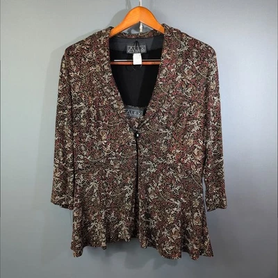 Alex Evenings Lg 2 件套金属闪耀棕色和黑色背心和夹克派对 — 第 1/4 张图片