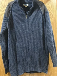 Maglione uomo vintage Twin Lakes spesso 1/4 zip 100% lana Shetland taglia XL grigio blu - Foto 1 di 17