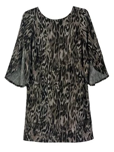 AGB Abstract Leopard Print Flared Sleeve Dress with Stretch, size 12 - Picture 1 of 5