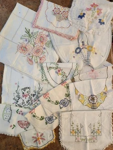 Vintage Lot of 13 Embroidered Table Dresser Scarves/Table Runners Repurpose - Picture 1 of 16