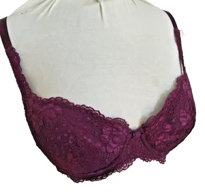 Vintage Victoria’s secret Padded Lace Bra, Maroon 36B Lingerie Sexy - Picture 1 of 6
