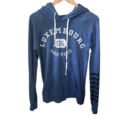 SUNDRY Hooded Pullover Womens Blue Cotton Blend Beachy Comfy Casual Hooded 2 - Image 1 of 4