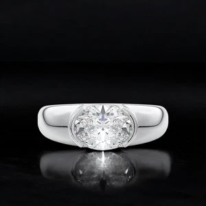 Semi Mount Engagement Ring 14k White Gold Oval Cut Setting Sizes 4 5 5.5 6 7 - Picture 1 of 10