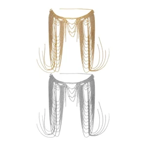 Layered Crystal Fringe Alloy Body Chain For Evening Event And Special Occasions - Picture 1 of 10