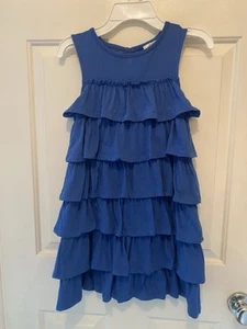 Mini Boden Girl Royal  Blue Tiered Ruffle  Sleeveless Dress Cotton Size 7-8 NWOT - Picture 1 of 7