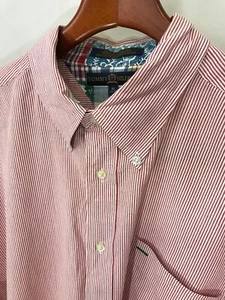 Vintage Tommy Hilfiger Men’s Red Short Sleeve Button Down Shirt 100% Cotton XL - Picture 1 of 6