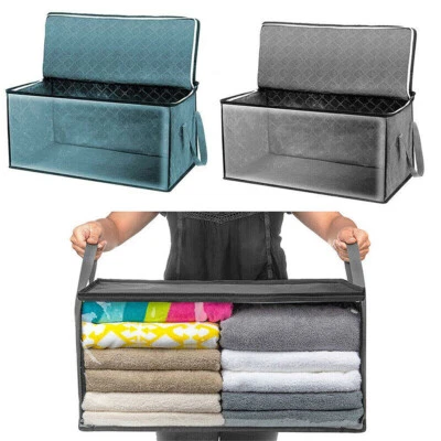 Quilt Stackable Bins Foldable Clothes Storage Organizer Box Portable Closet bags - Image 1 of 4