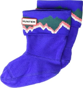 Hunter 237883 Girls Kids Stripe Knitted Cuff Boot Socks Electric Storm Size M - Picture 1 of 2