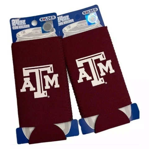 Lot of two Texas A&M Aggies  24oz Tallboy Can Koozie Holder Cooler NEW Cover