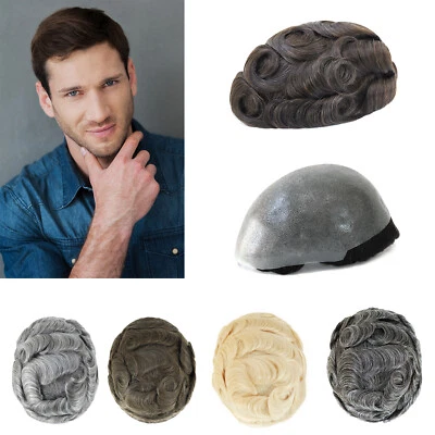 Sistema de reposición capilar Toupee para hombre piel delgada peluca humana polipiel Foto 1 de 4
