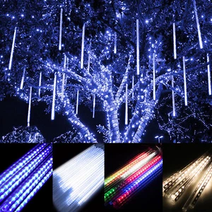 30cm 144 LED Light Meteor Shower Rain 8 Tube Xmas Snowfall Tree Outdoor Lamp RLM - Picture 1 of 16
