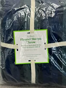 LL BEAN Throw Blanket Blue / Green Plaid Sherpa 50x60 Cabincore Natural - Picture 1 of 5