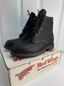 RED WING Black SOFT TOE MENS WORK BOOTS - SIZE 11.5 D - NWB Vintage - Picture 1 of 15