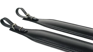 ProLine 7cm Genuine Leather Accordion Shoulder Straps Black - Picture 1 of 6