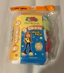 Fruit of the Loom 9 Pack Girls' Label Free 100% Cotton Bikini Underwear - Picture 1 of 3