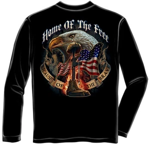 New HOME OF THE FREE BECAUSE OF THE BRAVE LICENSED LONG SLEEVE T Shirt - Picture 1 of 2