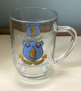 Rare vintage football Everton FC Crest Pint glass Beer Tankard Crest Goodison - Foto 1 di 5