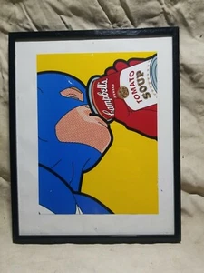 Captain America RARE Marvel Photo Drinking Campbell's Tomato Soup FRAMED PICTURE - Picture 1 of 7