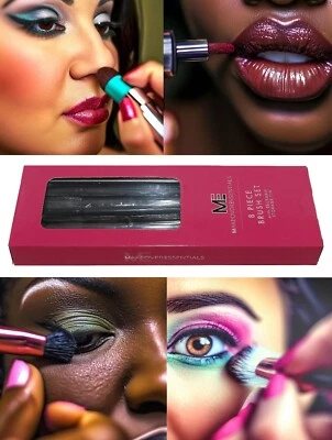 Makeover Essentials 8-Pc Travel Makeup Brush Set with Tin Case – New Sealed Kit - Image 1 of 4