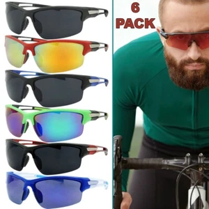Sport Sunglasses Mens Wrap New Color Assorted Semi Rimeless Biker Beach Lake Sun - Picture 1 of 11