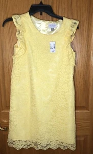 NWT Place Girl’s Size 14 Yellow Lace Sleeveless Dress - Picture 1 of 5