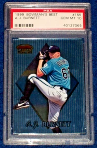 1999 A.J. Burnett rookie #155 Bowman's Best PSA 10 Florida Marlins - Picture 1 of 3