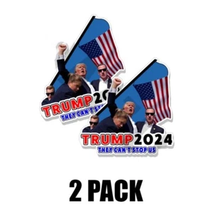 PEGATINA PARACHOQUES TRUMP 2024 tiro SAVE AMERICA, patriota DONALD MAGA EE. UU. PAQUETE DE 2 - Imagen 1 de 3