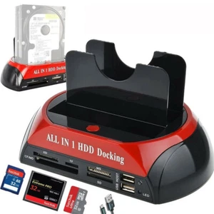 USB 2.0 HDD Docking Station to 2.5"/3.5" IDE SATA Hard Drive HUB w/Cards Reader - Picture 1 of 9