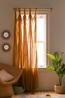 Honey Color Solid Tab Curtain 2 Panel Twist Cotton Top Knotted Curtain Knot Loop