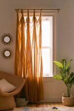Honey Color Solid Tab Curtain 2 Panel Twist Cotton Top Knotted Curtain knot Loop