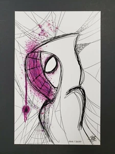 Impresión artística homenaje Spider-Gwen Webhead de Nate Johnson Limited #566/2100 - Imagen 1 de 3