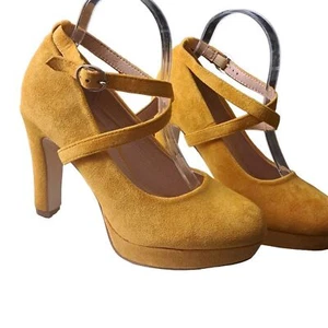 NEW JUNEX Suede 4inch heel - sassy deep yellow-golden SZ 8.5 - Picture 1 of 8