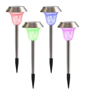4X Solar Powered Stainless Steel Garden Lawn Lights Outdoor Waterproof LED Yard - Picture 1 of 12