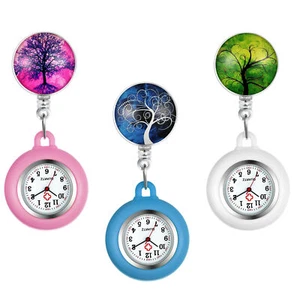 Tree of Life Silicone Nurse Watch Retractable Fob Watch Clip-on Hanging Watch - Picture 1 of 16