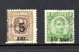 Lote de estampillas de Islandia - Scott #'s 131 y 139 - canceladas - Imagen 1 de 1