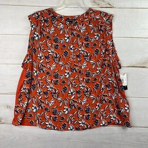 Zac & Rachel Top Womens 3X Red Floral Mixed Media Butto Up Sleeveless Boho NWT - Picture 1 of 7