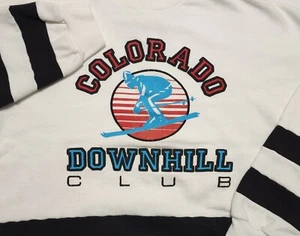Vintage 1980s Colorado Downhill Club Ski Puff Print USA Kids XL Sweatshirt - Picture 1 of 4