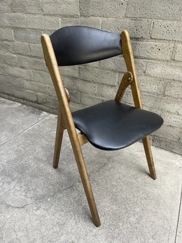 Vintage MCM Coronet Wonderfold Folding Chair Black Wood Base Modern Mid Century Cover