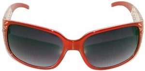 2813 Mujeres Gafas de sol Plástico Marco Rojo Lente Humo Protección UV Estrás - Imagen 1 de 1