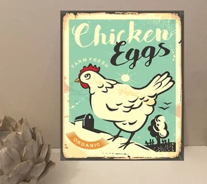 1x Chicken Eggs Rustic Retro Metal Plaque Sign Gift House Novelty (mt104) - Picture 1 of 4