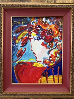 Acrílico sobre lienzo original Peter Max titulado “Blushing Beauty” enmarcado con certificado de autenticidad  Foto 1 de 4