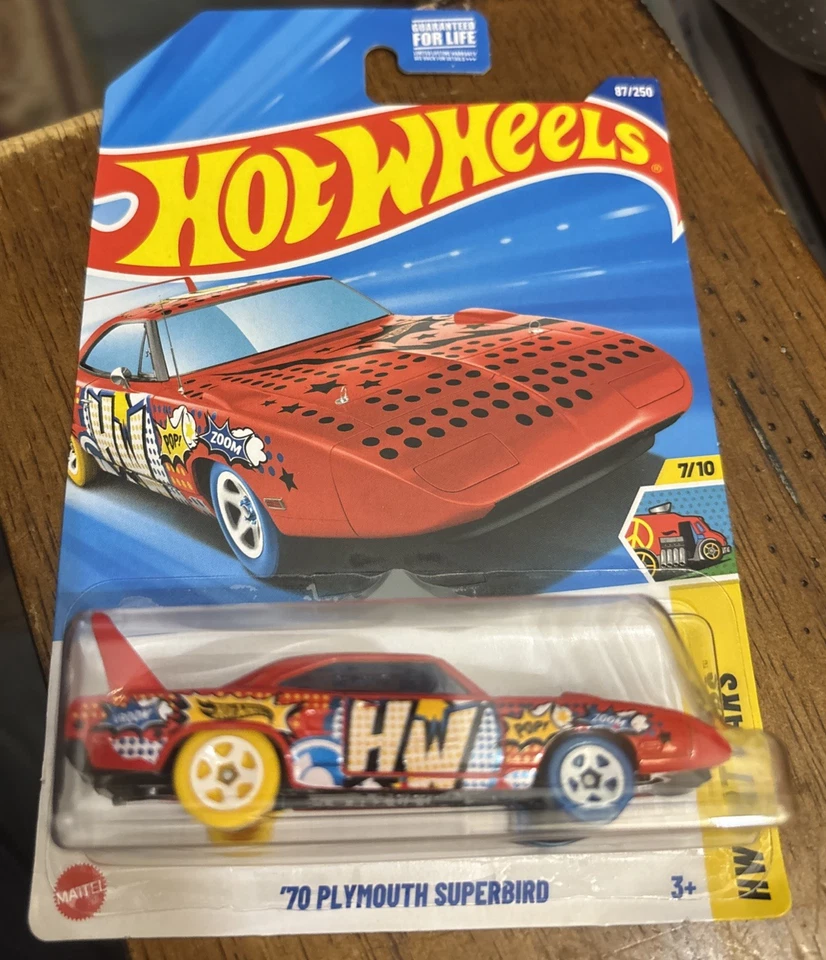 2025 Hot Wheels HW Art Cars '70 PLYMOUTH SUPERBIRD Red Yellow-Blue Whls - Image 1 of 1