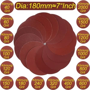 Diapositiva 180 mm 7" rojo discos de lijado fino velcro hojas de lija papel de lija excéntrico - Imagen 1 de 7