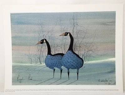P. Buckley Moss Royal Pair Gansos Neve Inverno Impressão 1995 Assinado Numerado - Imagem 1 de 4