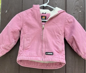 Berne Jacket Girls Pink Sherpa-Lined Softstone Duck Hooded Insulated Toddler 3T - Picture 1 of 12