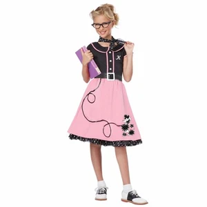 50s Sweetheart Greaser Pink Rock Roll Sock Hop Book Week Girls Costume - Picture 1 of 3