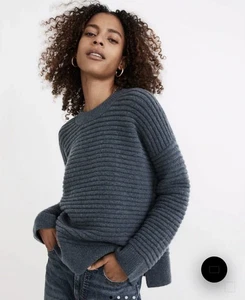 Suéter Suéter Madewell Elsmere $98 Lana Brezo Azul Lago Acanalado Mujeres XS USADO EN EXCELENTE ESTADO - Imagen 1 de 11